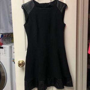 Black Skater Dress with Faux Leather